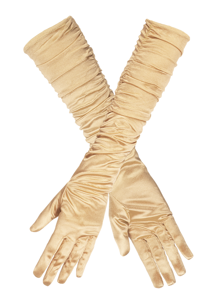 Pitkä silkkihanskat kultaiset - Pitkät käsineet - 30270 - 1