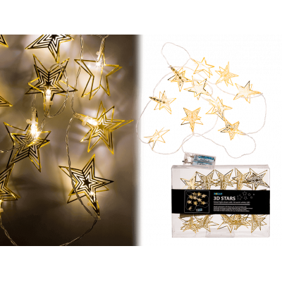 Kultaiset 3D tähti valot - Joulusomisteet - 31261 - 1