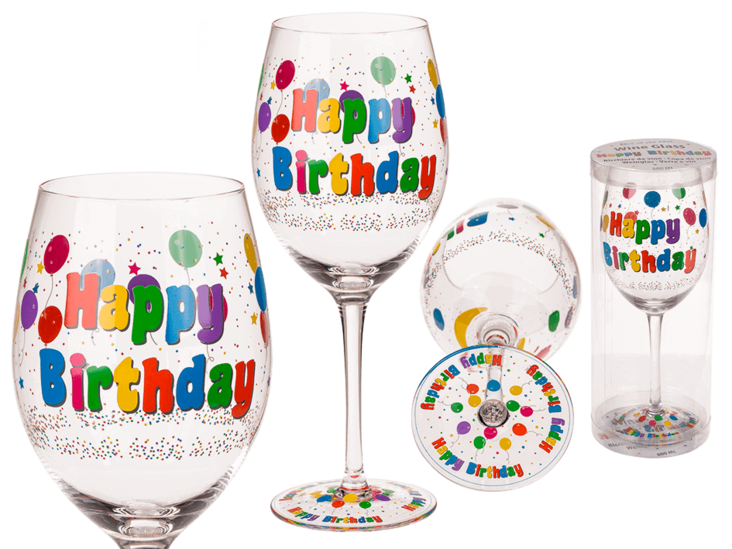 Iso Happy Birthday viinilasi - Shampanjalasit - 22133 - 1