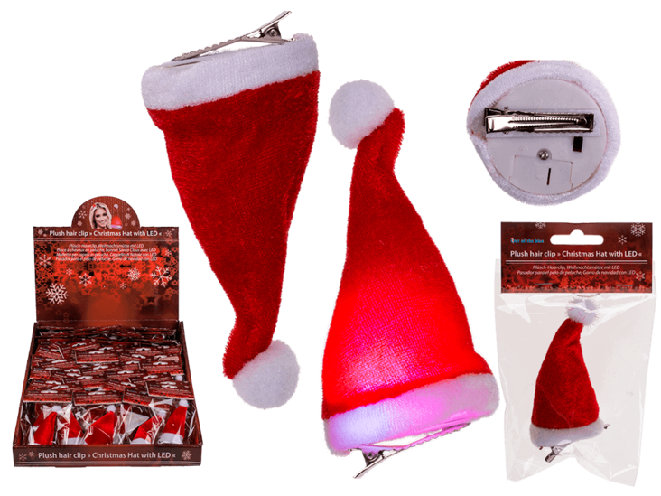 Mini tonttulakki pinssillä LED - Tonttulakit - 30723 - 1