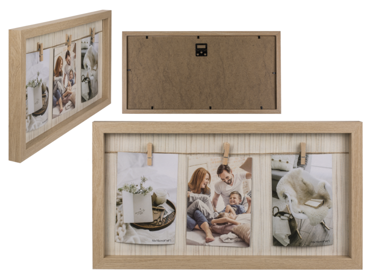 Puinen valokuvakehys kolmelle kuvalle - Pienet kehykset - 30093 - 1