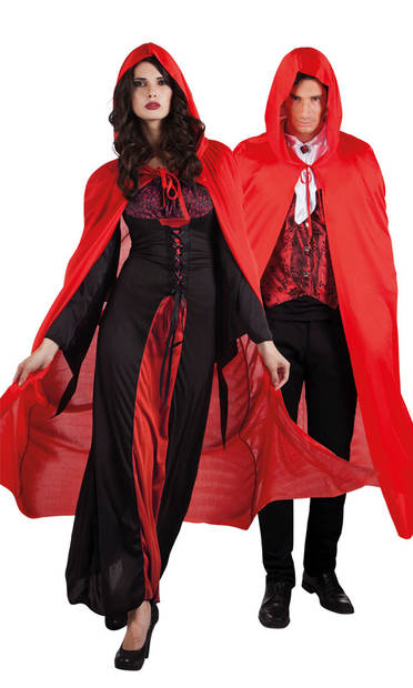 Sileä hupullinen viitta Punainen - Kauhu ja vampyyrit - 19254 - 2