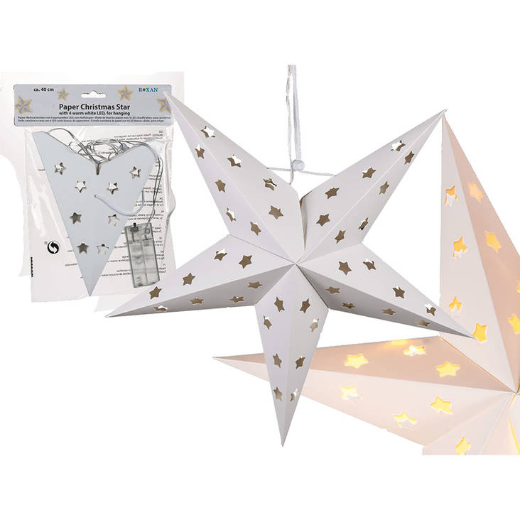 Paperitähti Led-valolla 40cm - Joulusomisteet - 20794 - 1