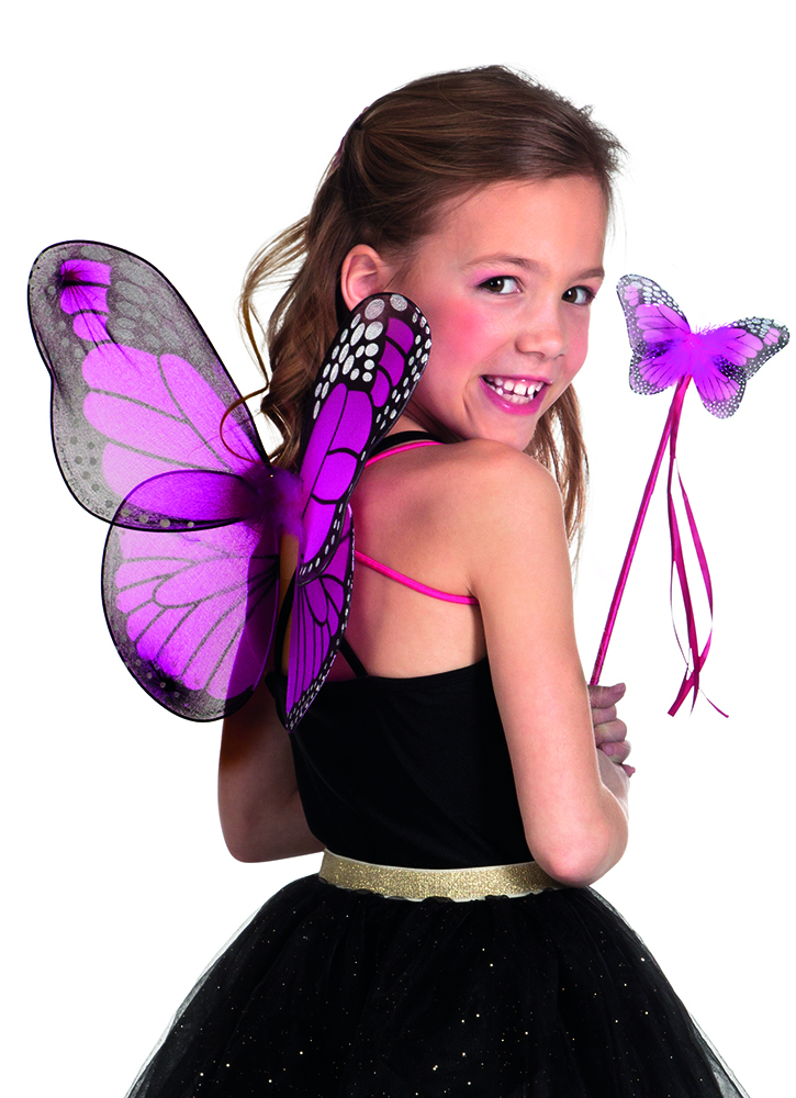 Pienen perhosen siivet+taikasauva pinkki - Siivet - 30084 - 1