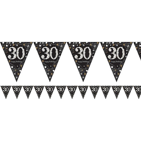 Kultamusta Happybirthday 30V viirinauha - Synttärit - 30365 - 1
