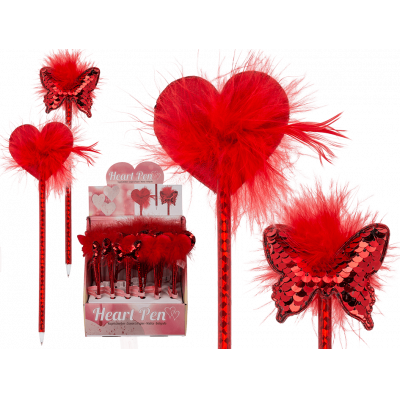 Punainen kimalle kynä - Kynät ja kumit - 31235 - 1