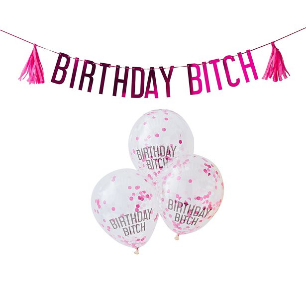Birthday bitch nauha+ pallot setti - Synttärit - 30336 - 1