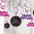 Pinkkimusta Happybirthday foliokiekurat - Synttärit - 30367 - 1