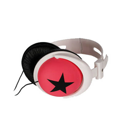 Trendy kuulokkeet pinkillä pohjalla musta tähti - Kuulokkeet ja luurit - 14277 - 5