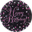 Pinkkimusta Happy birthday Lautaset - Synttärit - 21038 - 1