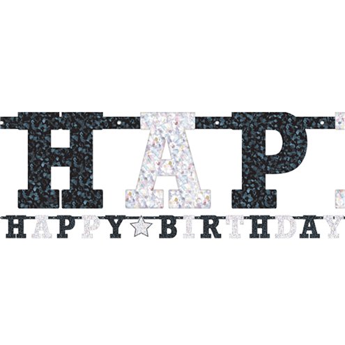Hopeamusta Happybirthday nauha - Synttärit - 30368 - 1