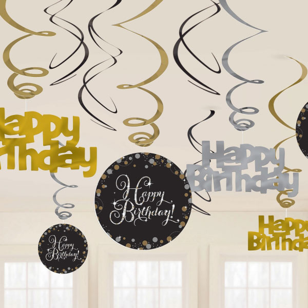 Kultahopea Happybirthday foliokiekurat - Synttärit - 21018 - 1