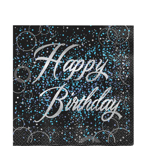 Sinisävyiset Happy birthday Lautasliinat - Synttärit - 30378 - 1