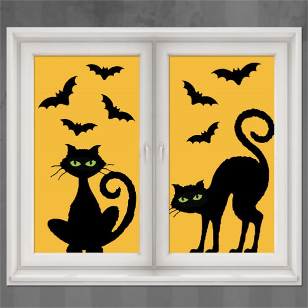 Halloween kissa ikkunakoristeet - Tarrat, bannerit ja muut - 21879 - 1