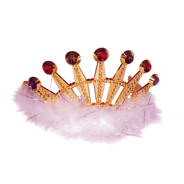 Kultainen tiara pinkillä karvalla - Tiarat - 18549 - 1